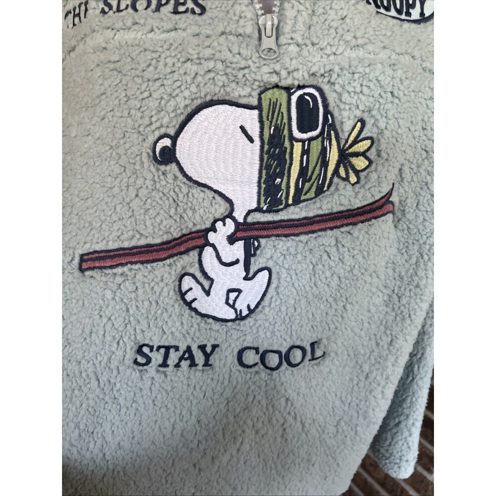 Peanuts Snoopy Women Light Blue Winter Sherpa Zip Fleece Pullover XXL NWT - Picture 6 of 16